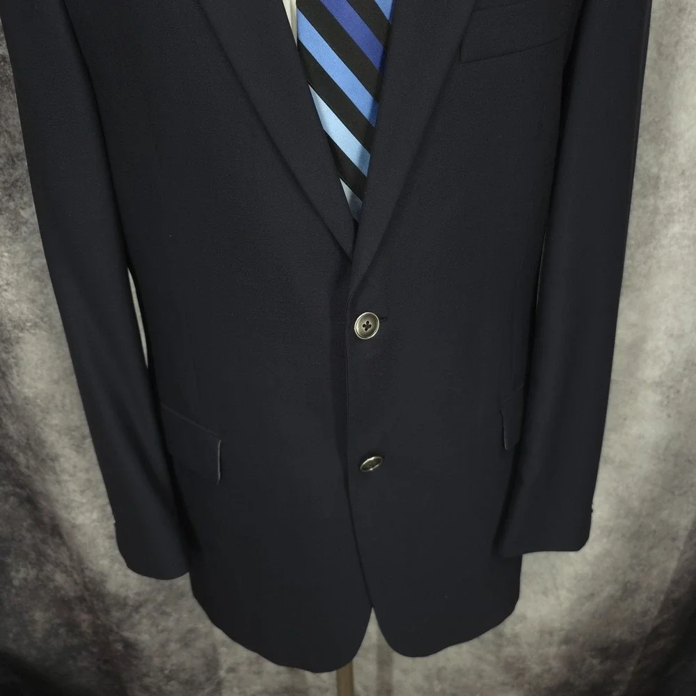 Hart Schaffner Max Gold Trumpeter‎ Blazer Jacket Mens 43R Blue Sports Coat Vent